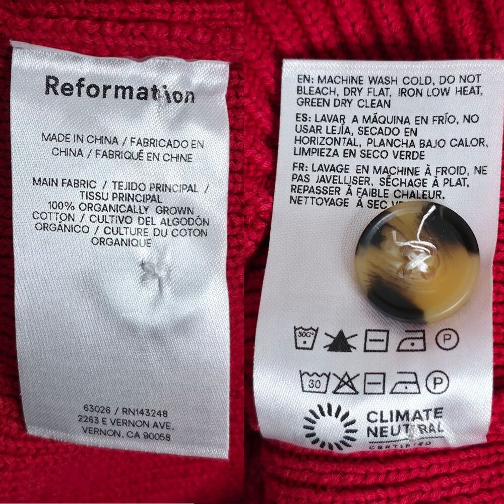 Reformation Brooklyn Sweater Sundried Tomato Red Cotton Polo Henley‎ Size L NWT - Picture 8 of 11